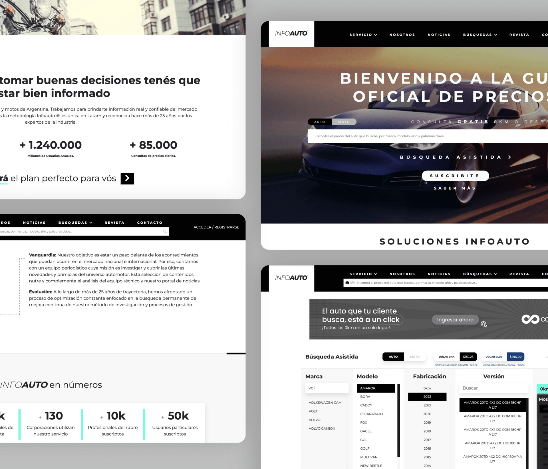 Interfaz pantallas web de infoauto